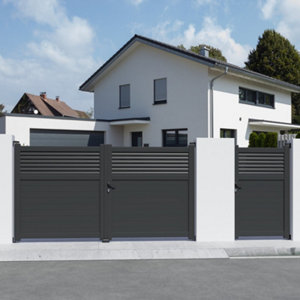 Portail aluminium battant gris anthracite "Vento" - L. 3,50 m x H. 1,60 m