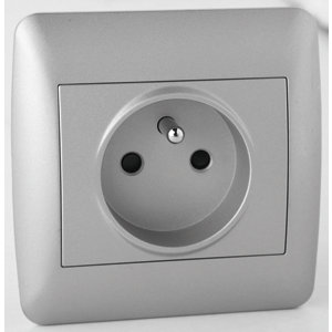 Prise 2 points avec terre "OME" silver