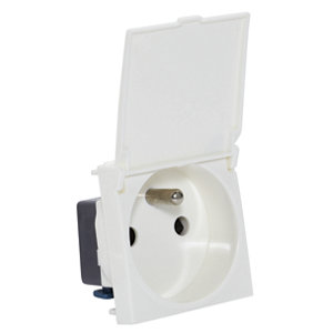 Prise avec terre + cache "Kobé" - Blanc