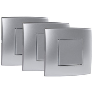 Lot 3 interrupteurs va-et-vient "Kobé" - Silver