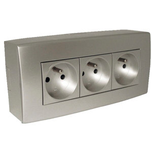 Bloc 3 prises avec terre silver