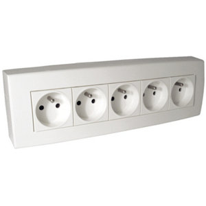 Bloc 5 prises avec terre silver