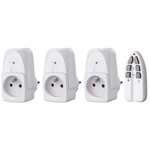 Lot de 3 prises télécommandées 25 mètres. Fréquence : 433,92 Mhz