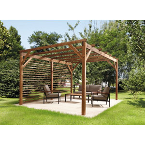Pergola en bois "Pool House" long. 4 x larg. 3 x haut. 2,20 m