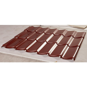 Tôle en acier galvanisé imitation tuile rouge - L. 300 x l. 110 cm