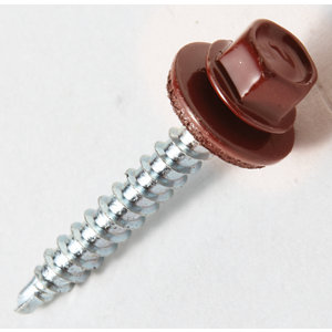 Kit 100 fixations - Rouge 4,9 x 35 mm. Avec pointe foret et rondelle d'étanchéité