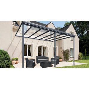 Pergola aluminium gris anthracite avec gouttière