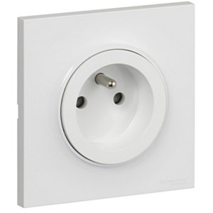 Prise 2P+T mécanisme + support à vis "Odace" blanc 