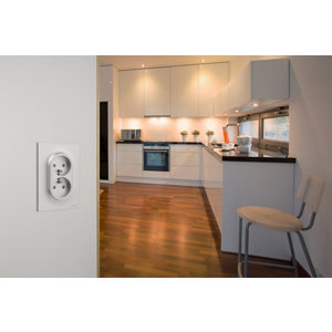 Prise avec terre spéciale rénovation "Odace" blanc