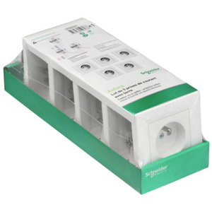 Lot de 5 prises avec terre "Asfora" blanc