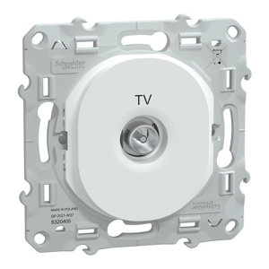 Prise TV simple "Ovalis" blanc - Connecteur TV mâle CEI 9,52 mm