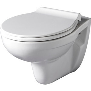 Cuvette WC suspendue sans bride semi-carénée blanche "ERINA"