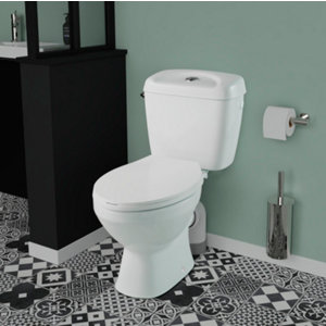 Pack WC à poser sans bride vortex double chasse 3/6 L TORNEO - H. 72 x L. 36 x P. 64,5 cm