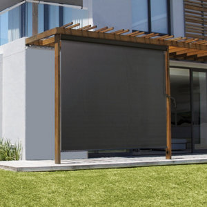 Store extérieur manuel enroulable gris - L. 120 X H. 250 CM