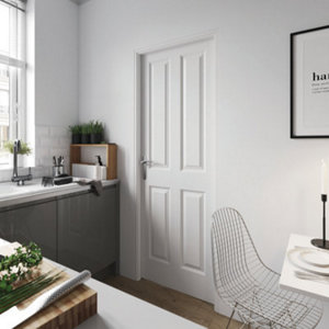 Bloc porte 4 panneaux poussant droit H. 204 cm x Ep. 4 cm x l. 73 cm