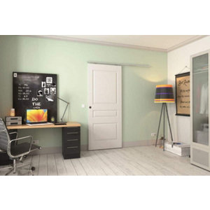 Porte coulissante prépeint 3 panneaux blanc 73 cm ORDESA