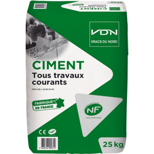Ciment gris tous travaux courants NF, CEM II, 32,5 - sac de 25 kg