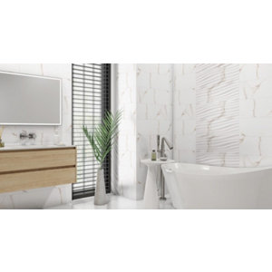 Carrelage murale effet marbre blanc TOULOUSE ORO - 20 x 60 cm