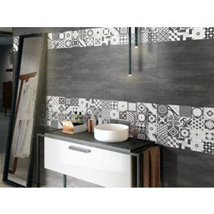 Décor faience aspect béton coloris gris et blanc 20X50 cm "DIJON"