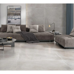 Carrelage de sol intérieur grès cérame 60X120 "LOU" gris aspect béton