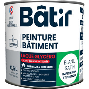 Peinture laque glycero multisupports 0,5 L - Blanc satin