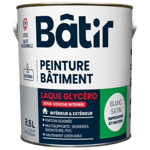 Peinture laque glycero multisupports 2,5 L - Blanc satin