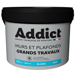 Peinture blanc mat murs et plafonds grands travaux - pot 10L