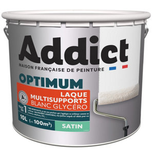 Peinture laque glycéro multisupport blanc satin intérieur extérieur 10 L