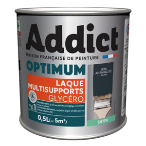 Peinture laque multisupport anthracite satin intérieur extérieur 0,5 L