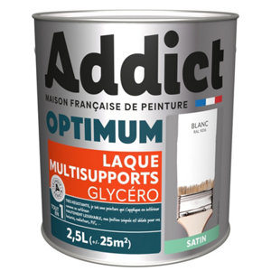 Peinture laque multisupport blanc satin intérieur extérieur 2,5 L