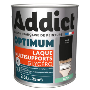 Peinture laque multisupport noir satin intérieur extérieur 2,5 L