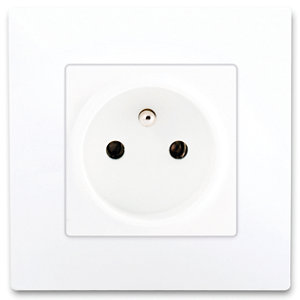 Prise mécanisme + support avec terre à clipser "Delta Viva" blanc