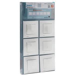 Lot 6 interrupteurs va-et-vient à clipser "Delta Viva" blanc