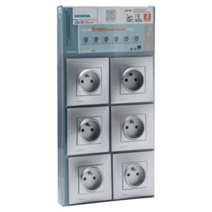 Lot de 6 prises 2P+T à clipser silver "Delta Viva"