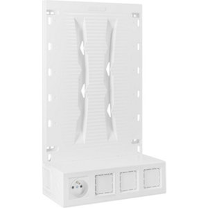 Zone attenante coffret de communication avec prise intégrée blanc