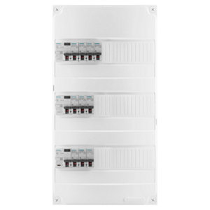 Tableau électrique pré-équipé 3 rangées 3 interrupteurs différentiels blanc mat