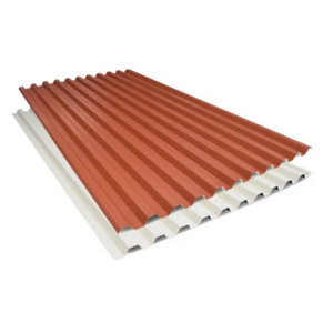 Tôle biface rouge et beige acier galvanisé prélaqué 135 x 75 cm