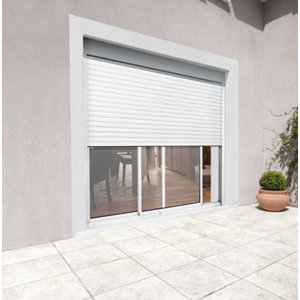 Baie aluminium coulissante + volet roulant motorisé 215 x 180 cm