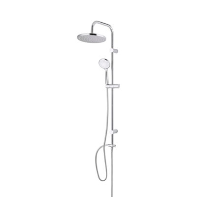 Colonne de douche sans robinetterie avec pommeau + douchette 3 jets + flexible + barre réglable chrome GoodHome Cavally - vue 2