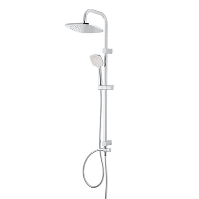Colonne de douche sans robinetterie avec pommeau + douchette 3 jets + flexible + barre réglable chrome GoodHome Teesta - vue 2