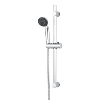 Kit de douche sans robinetterie avec barre réglable chrome + douchette + flexible Blyth GoodHome - vue 2