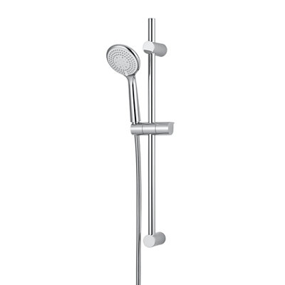 Kit de douche sans robinetterie avec douchette 3 jets + barre réglable + flexible chrome GoodHome Cavally - vue 2