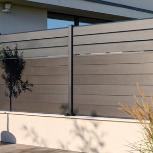 Poteau aluminium gris anthracite à poser sur platine - H. 1,39 m