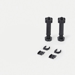 2 pieds pour meuble de cuisine plastique noir - H. 12.5cm / 19.5cm x ø 4.8cm