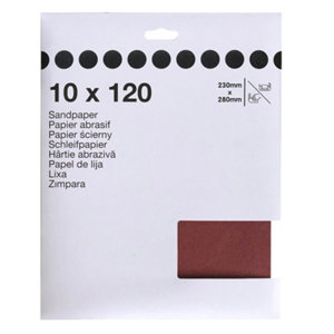 Lot de 10 feuilles de papier abrasives 230 x 280 mm grain 120