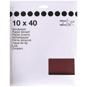Lot de 10 feuilles de papier abrasives 230 x 280 mm grain 40