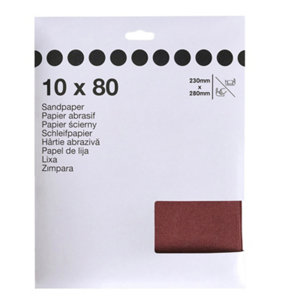 Lot de 10 feuilles de papier abrasives 230 x 280 mm grain 80