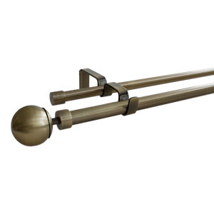 Kit barre à rideau double "Antiki" boule, 120/210 cm