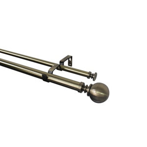 Kit barre à rideau double extensible "Antiki" boule 200/330 cm