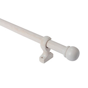 Kit barre à rideau 150cm bois blanc